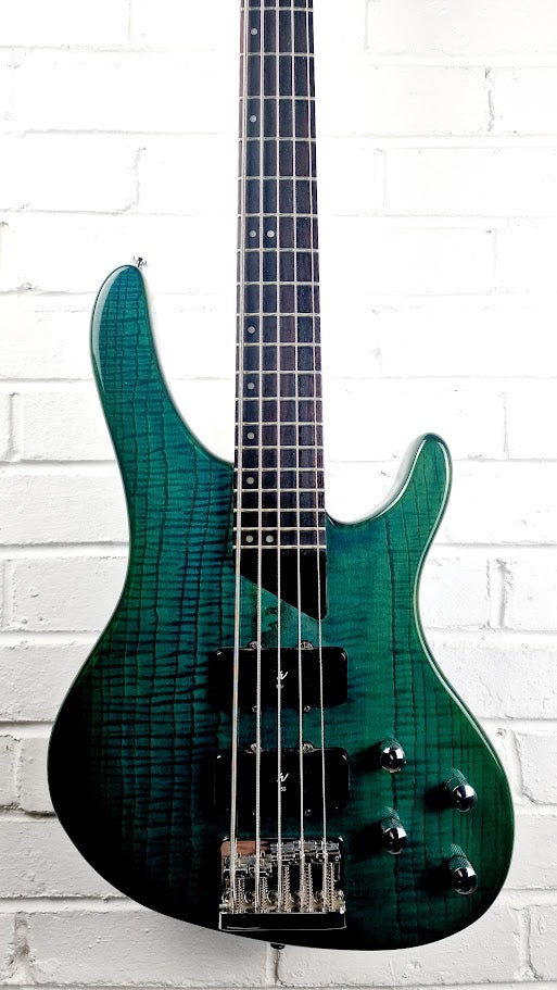 WASHBURN XB500 BANTAM 5 STRING ACTIVE BASS TRANSPARENT GREEN