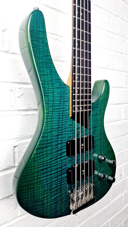 WASHBURN XB500 BANTAM 5 STRING ACTIVE BASS TRANSPARENT GREEN