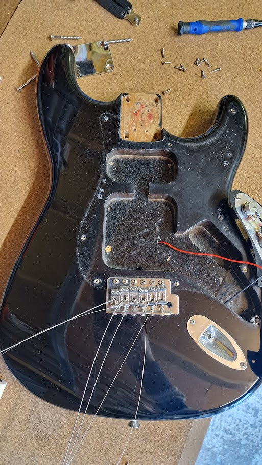 STRATOCASTER PARTSCASTER HH BLACK TOP ELECTRIC GUITAR #003