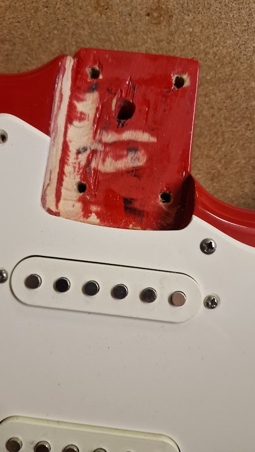 STRATOCASTER PARTSCASTER KOREAN NECK RED ELECTRIC GUITAR #004