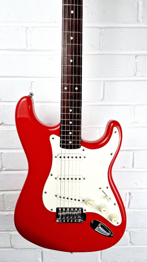 STRATOCASTER PARTSCASTER KOREAN NECK RED ELECTRIC GUITAR #004