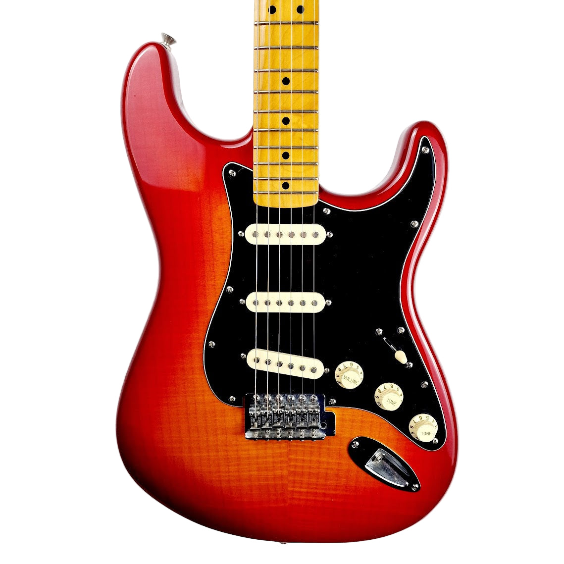 STRATOCASTER PARTSCASTER RED BURST ELECTRIC GUITAR #005