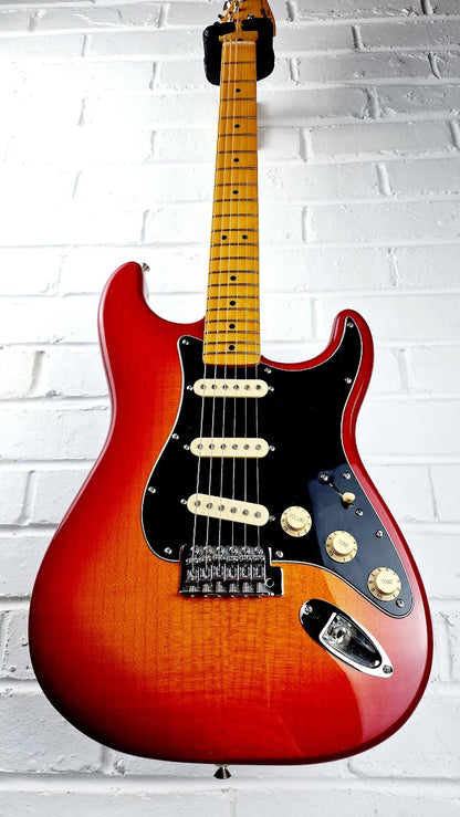 STRATOCASTER PARTSCASTER RED BURST ELECTRIC GUITAR #005