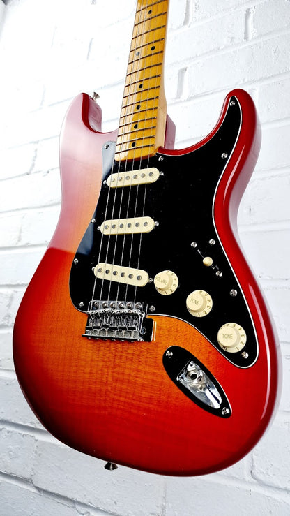 STRATOCASTER PARTSCASTER RED BURST ELECTRIC GUITAR #005
