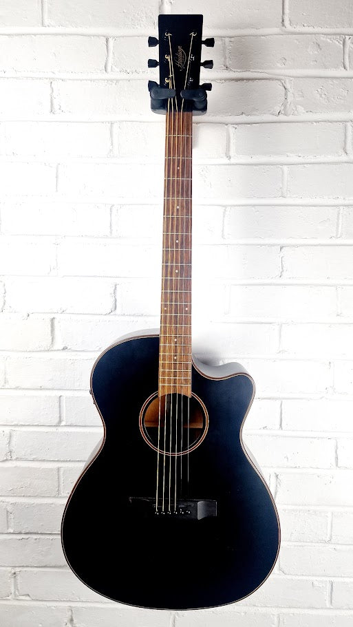 HUDSON HF120 ACE BLK ELECTRO ACOUSTIC GUITAR + HARD CASE