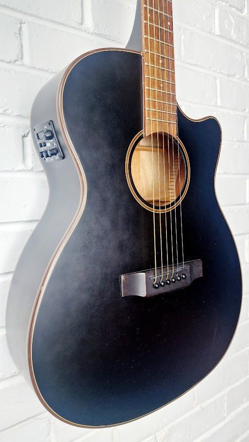 HUDSON HF120 ACE BLK ELECTRO ACOUSTIC GUITAR + HARD CASE