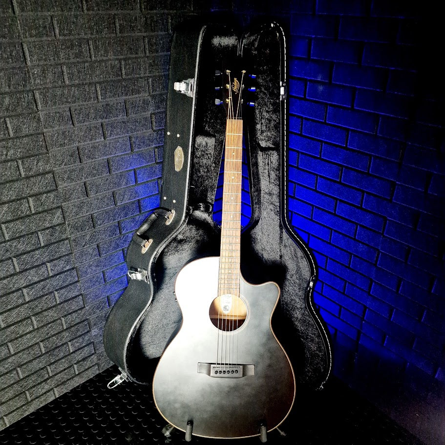 HUDSON HF120 ACE BLK ELECTRO ACOUSTIC GUITAR + HARD CASE