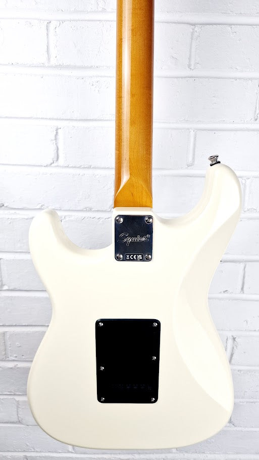 SQUIER STRATOCASTER ELECTRIC GUITAR VINTAGE WHITE WITH GUYKER LOCKING TUNERS