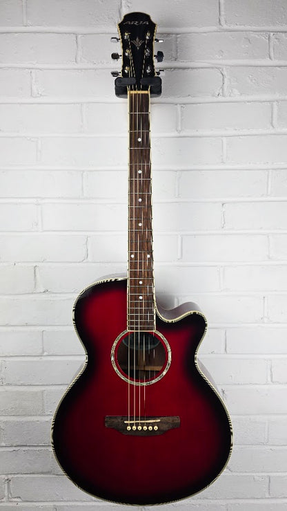 ARIA ELECORD FET-ELITE RS RED SUNBURST ELECTRO ACOUSTIC GUITAR