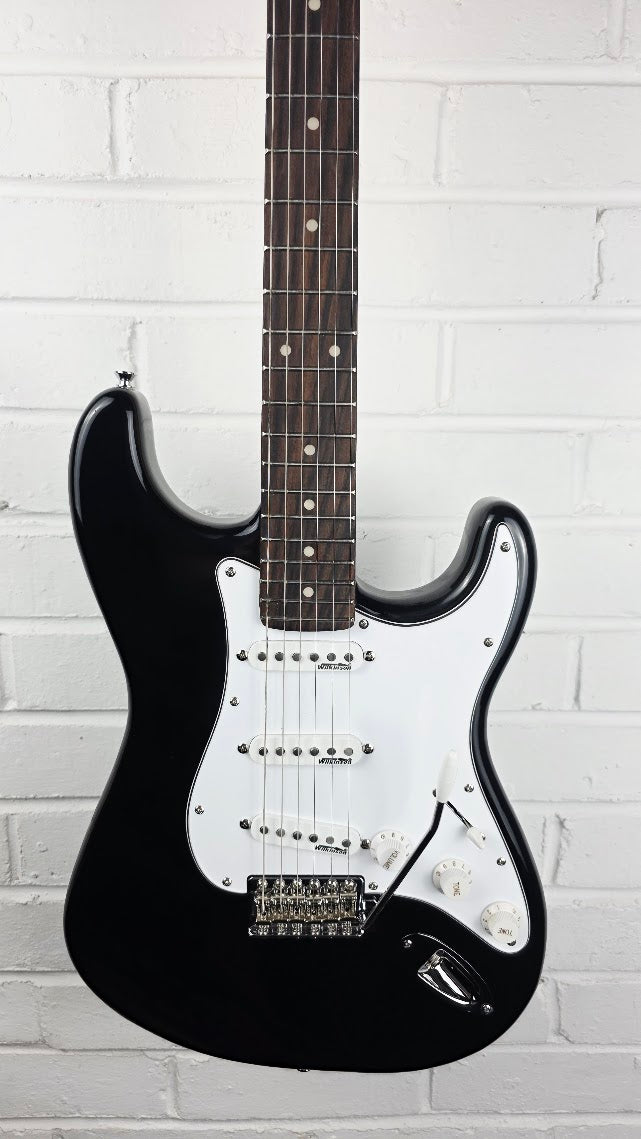 VINTAGE V6 REISSUED BLACK STRATOCASTER ELECTRIC GUITAR