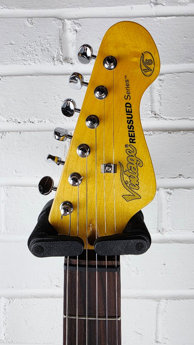 VINTAGE V6 REISSUED BLACK STRATOCASTER ELECTRIC GUITAR