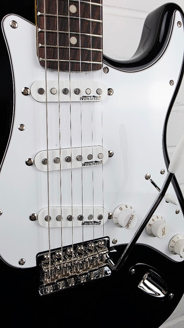 VINTAGE V6 REISSUED BLACK STRATOCASTER ELECTRIC GUITAR