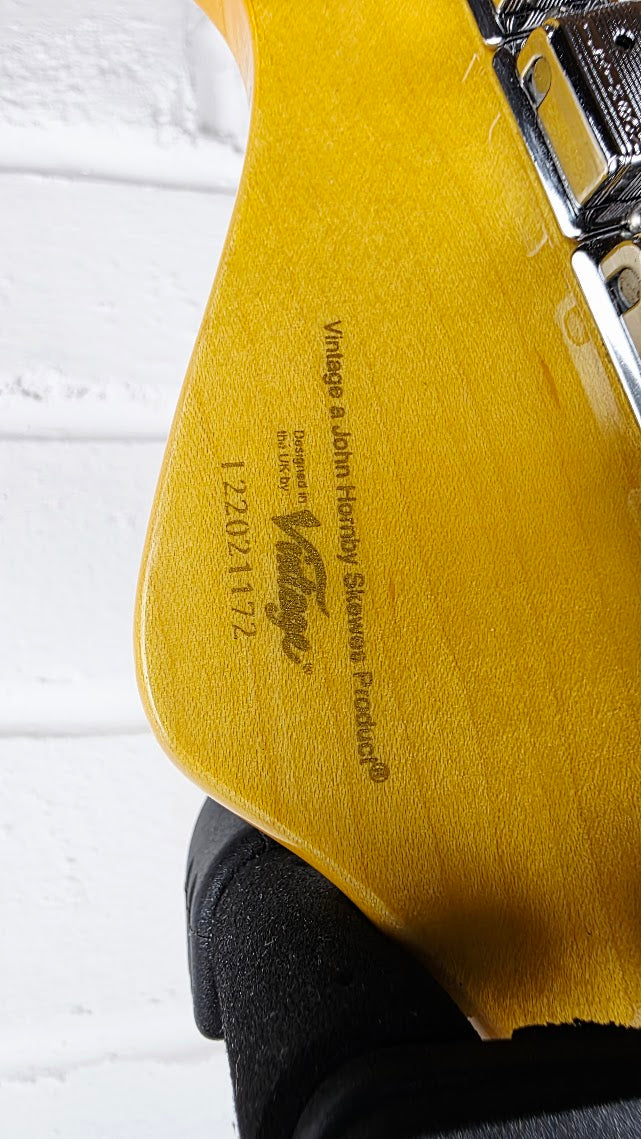 VINTAGE V6 REISSUED BLACK STRATOCASTER ELECTRIC GUITAR