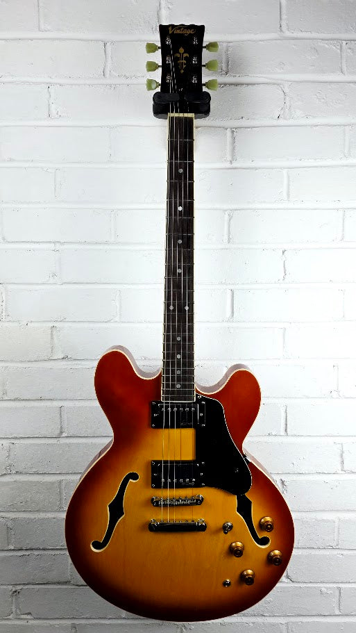VINTAGE VSA500HB HONEY BURST SEMI HOLLOW ELECTRIC GUITAR