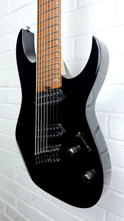 IBANEZ RGMS8 MULTI SCALE 8 STRING BLACK ELECTRIC GUITAR