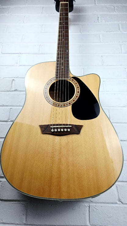 WASHBURN WD7SCE-O NATURAL ELECTRO ACOUSTIC GUITAR