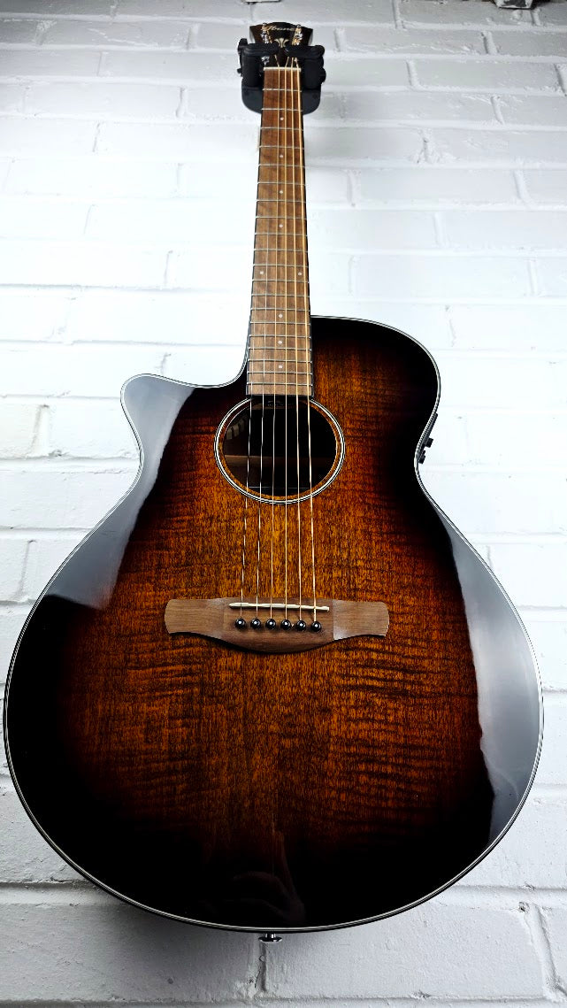 IBANEZ AEG70L TIH LEFT HANDED TIGER BURST HIGH GLOSS ELECTRO ACOUSTIC GUITAR