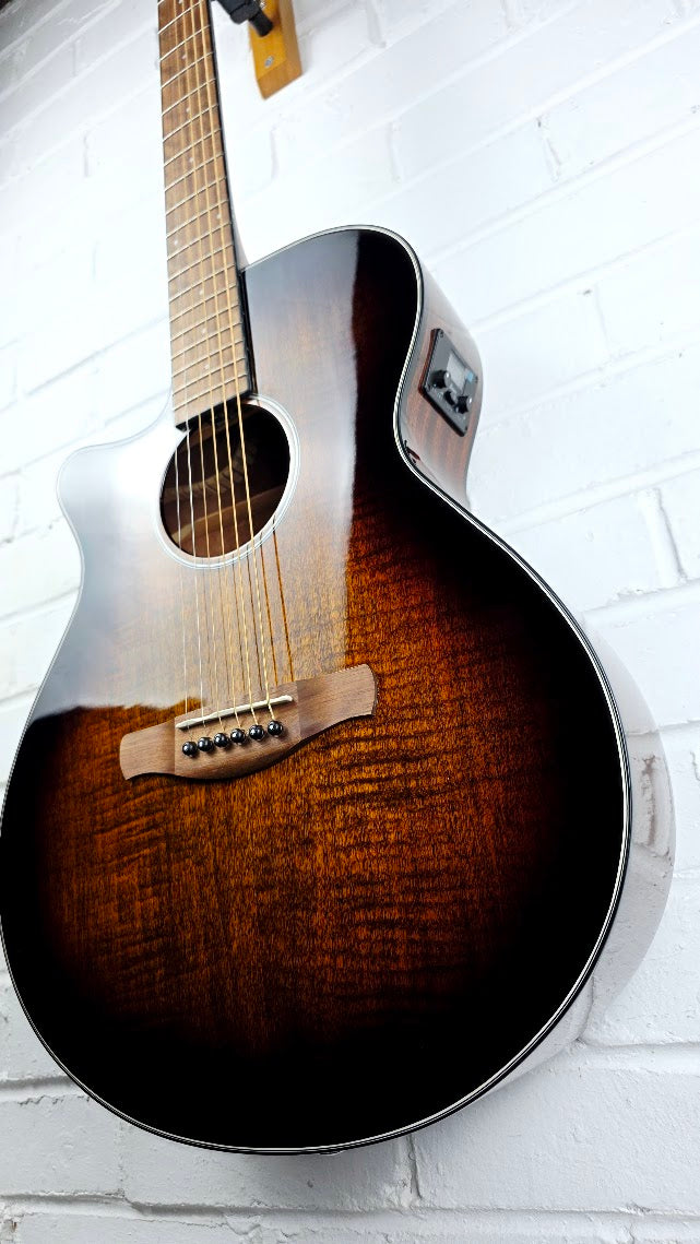 IBANEZ AEG70L TIH LEFT HANDED TIGER BURST HIGH GLOSS ELECTRO ACOUSTIC GUITAR