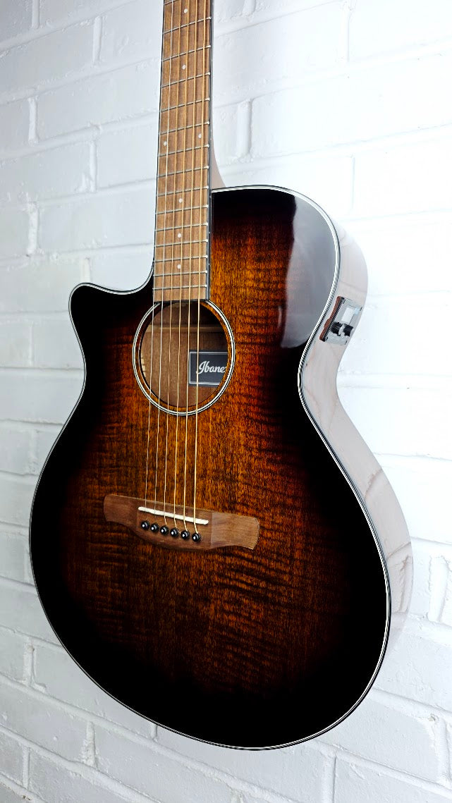 IBANEZ AEG70L TIH LEFT HANDED TIGER BURST HIGH GLOSS ELECTRO ACOUSTIC GUITAR