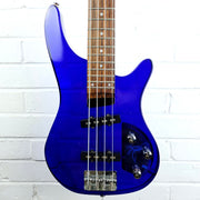 WESLEY BLUE ACRYLIC 4 STRING ELECTRIC BASS GUITAR