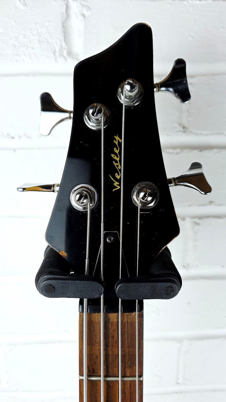 WESLEY BLUE ACRYLIC 4 STRING ELECTRIC BASS GUITAR