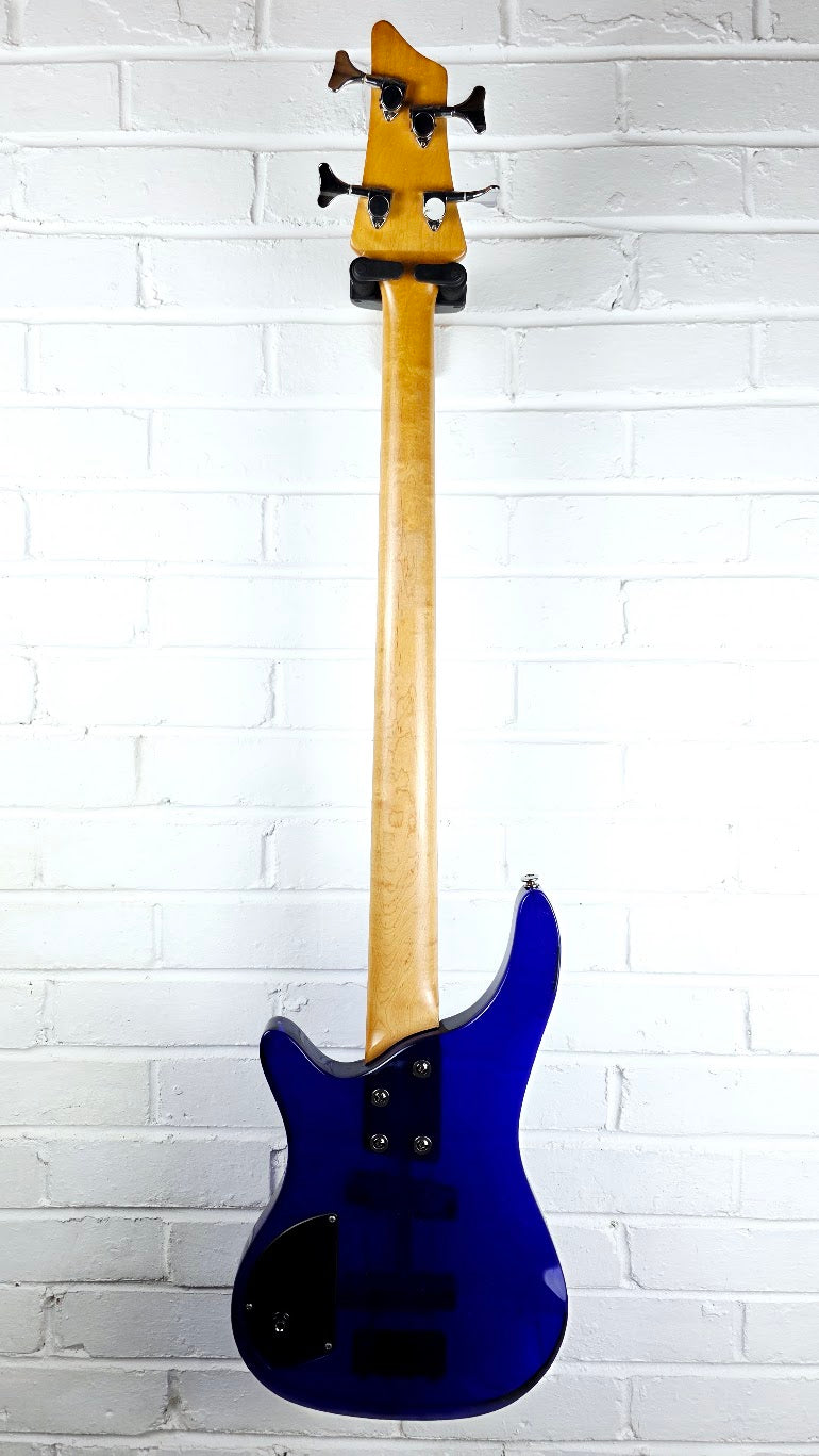 WESLEY BLUE ACRYLIC 4 STRING ELECTRIC BASS GUITAR