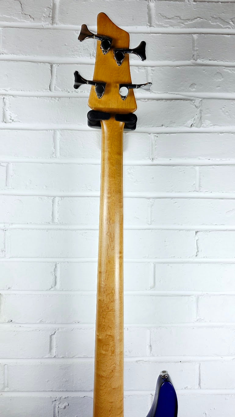 WESLEY BLUE ACRYLIC 4 STRING ELECTRIC BASS GUITAR