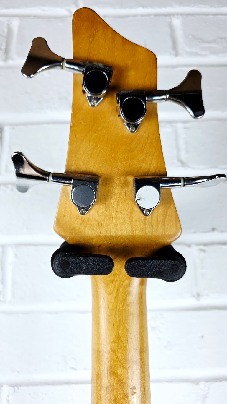 WESLEY BLUE ACRYLIC 4 STRING ELECTRIC BASS GUITAR