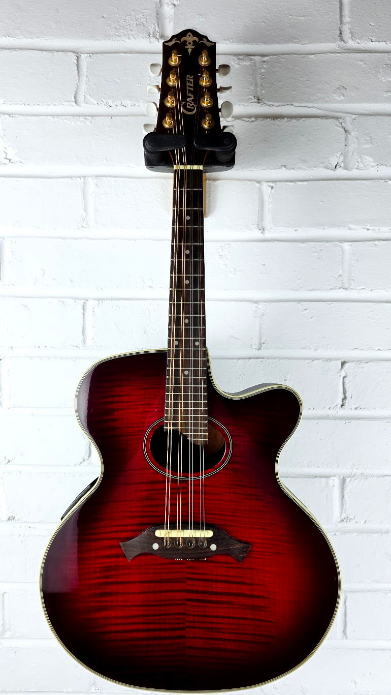 CRAFTER M70E ELECTRO ACOUSTIC RED BURST MANDOLIN + CASE