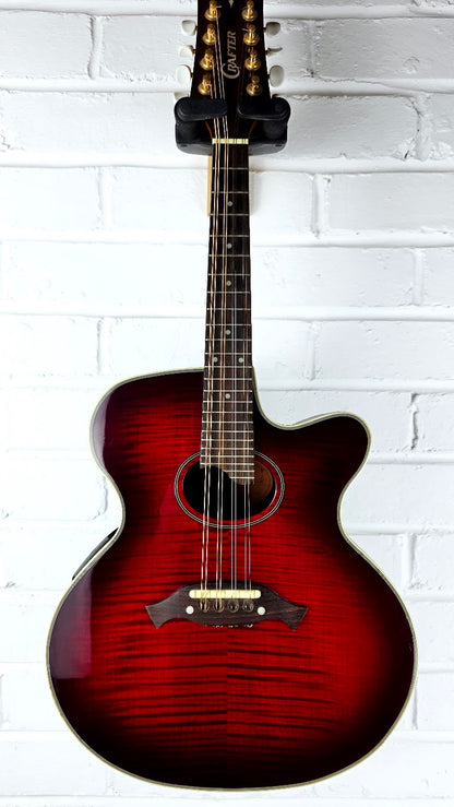CRAFTER M70E ELECTRO ACOUSTIC RED BURST MANDOLIN + CASE