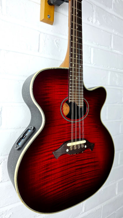 CRAFTER M70E ELECTRO ACOUSTIC RED BURST MANDOLIN + CASE