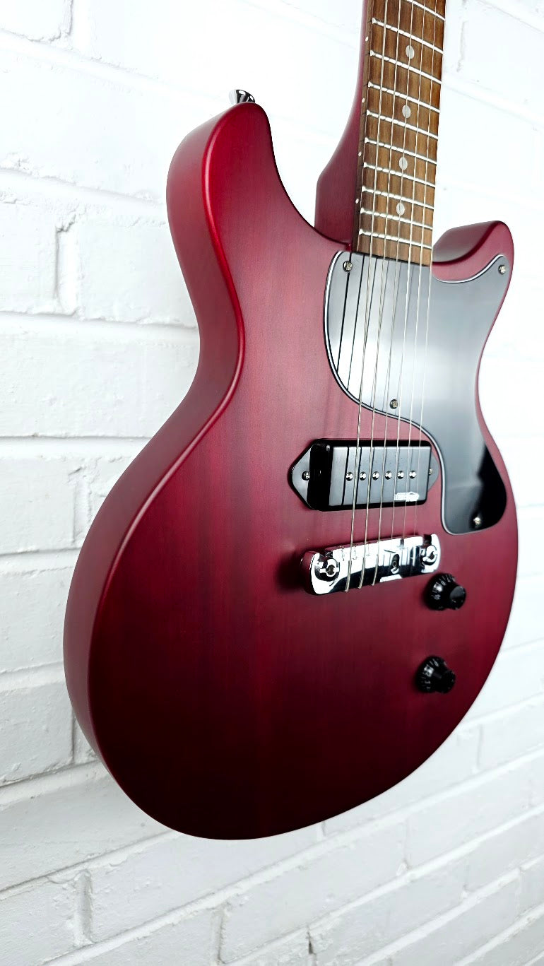 VINTAGE V130-CRS REISSUED SERIES SATIN CHERRY DOUBLE CUT ELECTRIC GUITAR