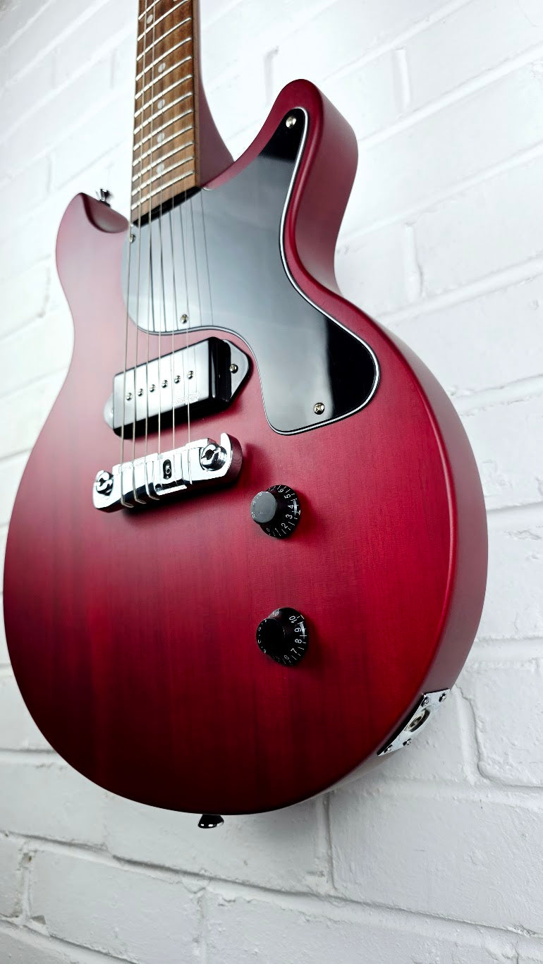 VINTAGE V130-CRS REISSUED SERIES SATIN CHERRY DOUBLE CUT ELECTRIC GUITAR