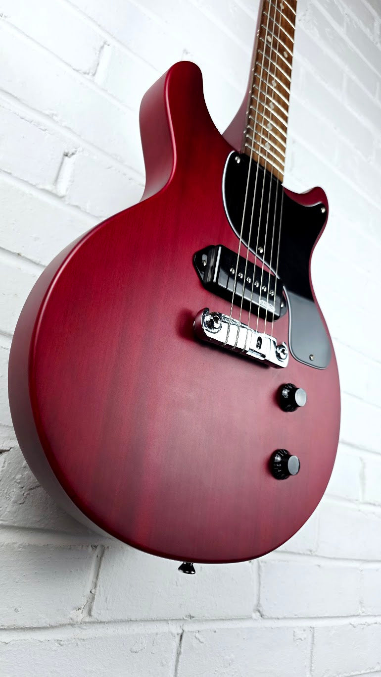 VINTAGE V130-CRS REISSUED SERIES SATIN CHERRY DOUBLE CUT ELECTRIC GUITAR