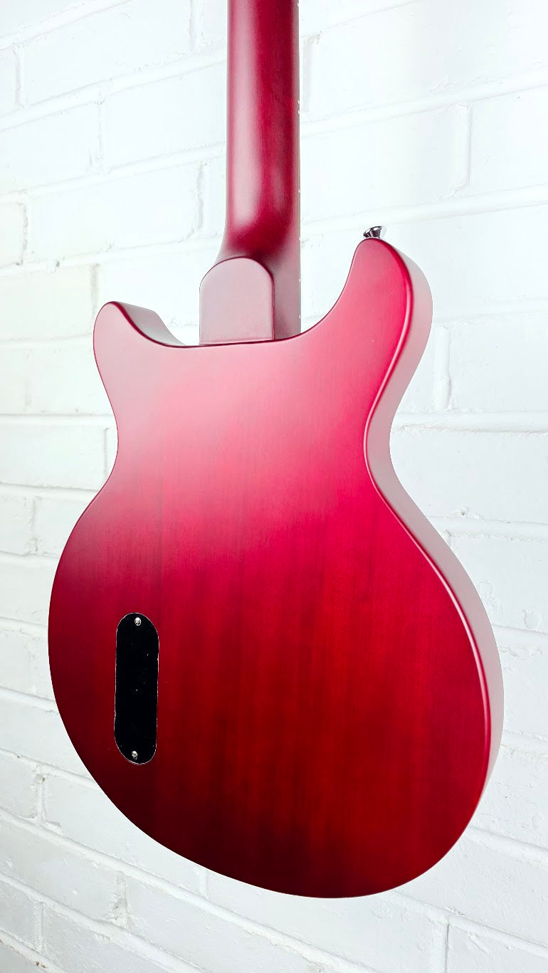 VINTAGE V130-CRS REISSUED SERIES SATIN CHERRY DOUBLE CUT ELECTRIC GUITAR