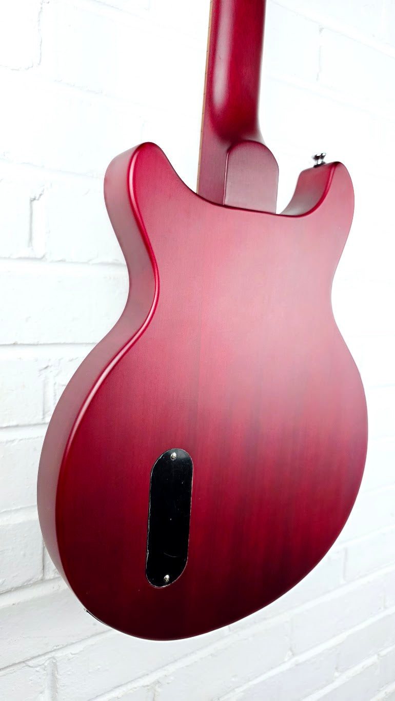 VINTAGE V130-CRS REISSUED SERIES SATIN CHERRY DOUBLE CUT ELECTRIC GUITAR