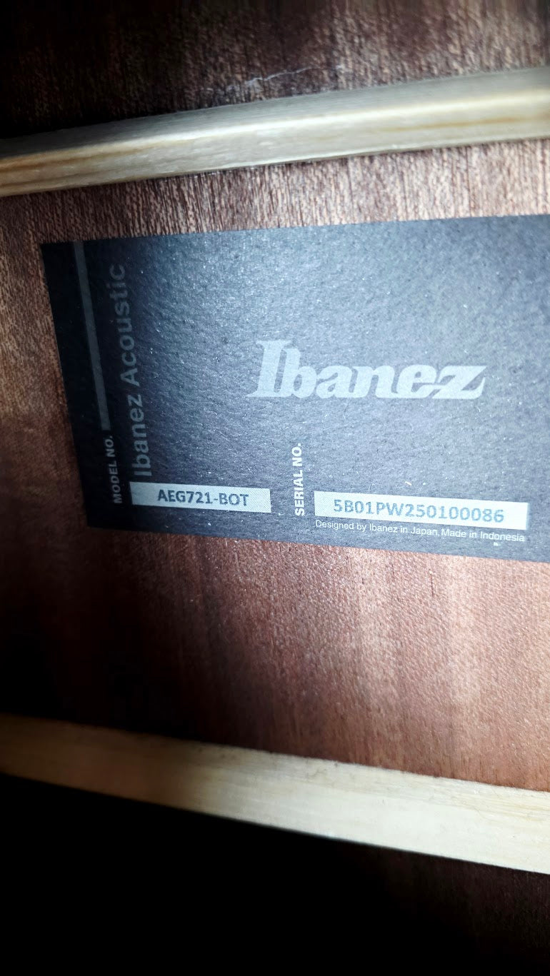 IBANEZ AEG271-BOT 7 STRING ELECTRO ACOUSTIC GUITAR MATTE BLACK
