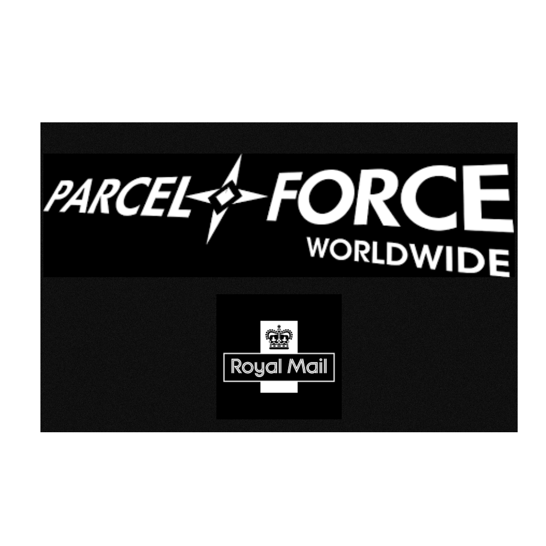 Graphic of the Parcelforce logo, one of the couriers that Gear Up Music use to collect instruments