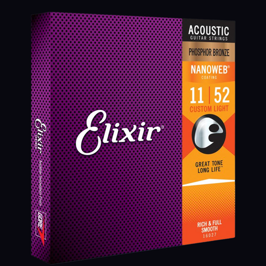 ELIXIR NANOWEB PHOSPHOR BRONZE ACOUSTIC GUITAR STRINGS 11-52 (16027)